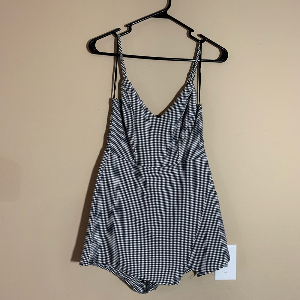 B&W Checker Pattern Romper